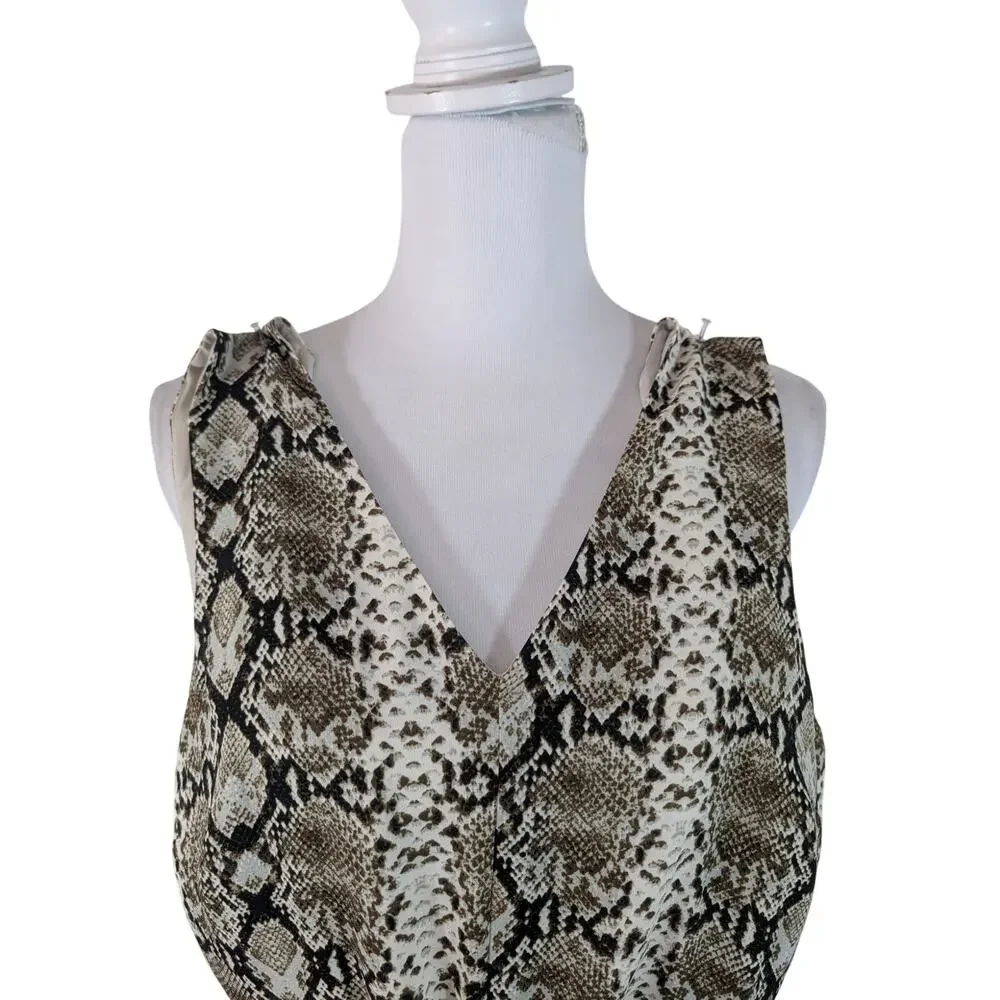 NWT@$149! BANANA REPUBLIC! WHITE, BLACK, BROWN SNAKESKIN PATTERN JUMPSUIT! SZ 6